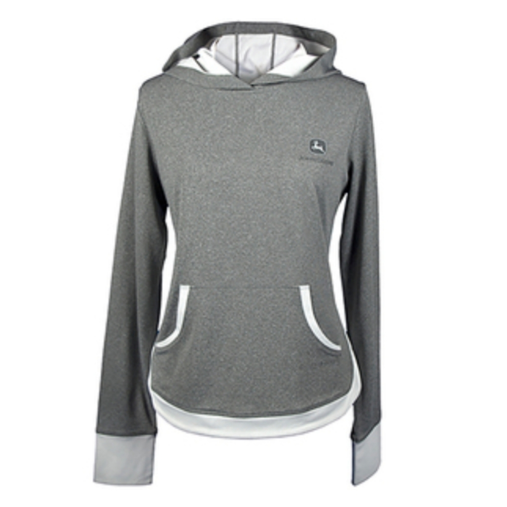 Ladies John Deere Charcoal Poly Hoodie